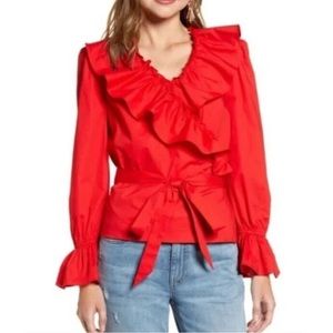 Red Ruffle Blouse